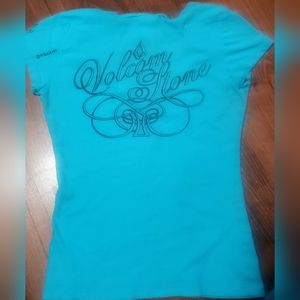 Vintage Volcom Stone y2k Women's Turquoise V-neck Size Small